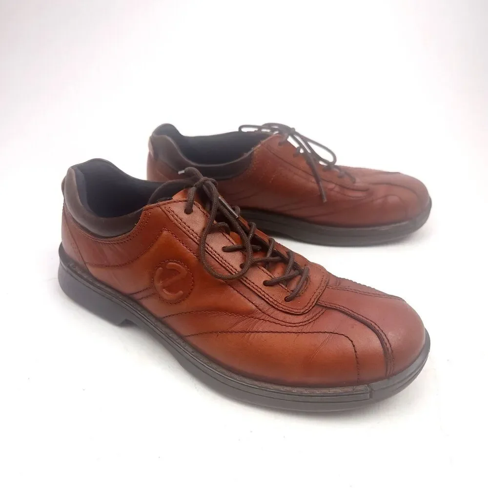 Ecco Neoflexor Mens Brown Leather Casual Oxford Shoes Sz 41 EU - 7-7.5 US